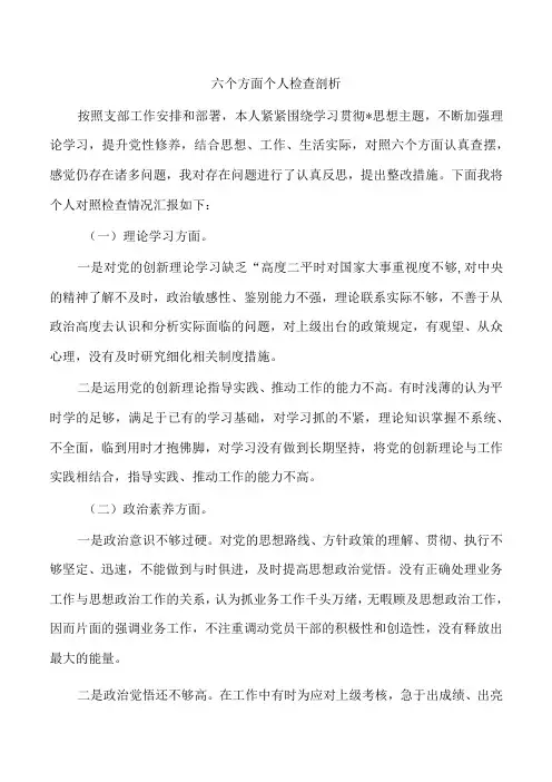 六个方面个人检查剖析