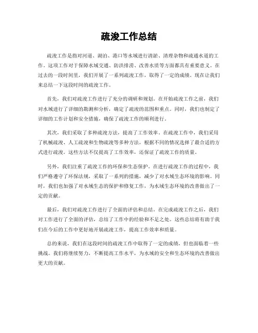 疏浚工作总结