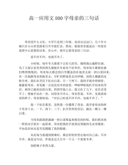 高一应用文800字母亲的三句话