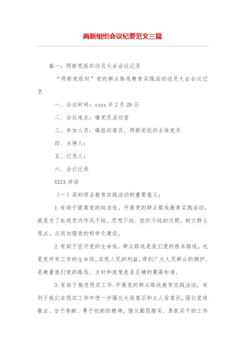 两新组织会议纪要范文三篇