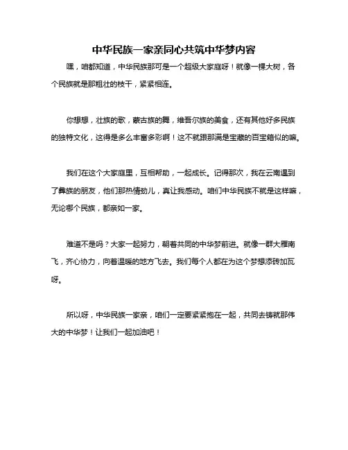 中华民族一家亲同心共筑中华梦内容