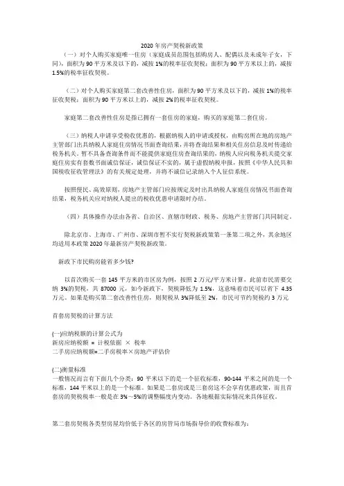 2020年房产契税新政策