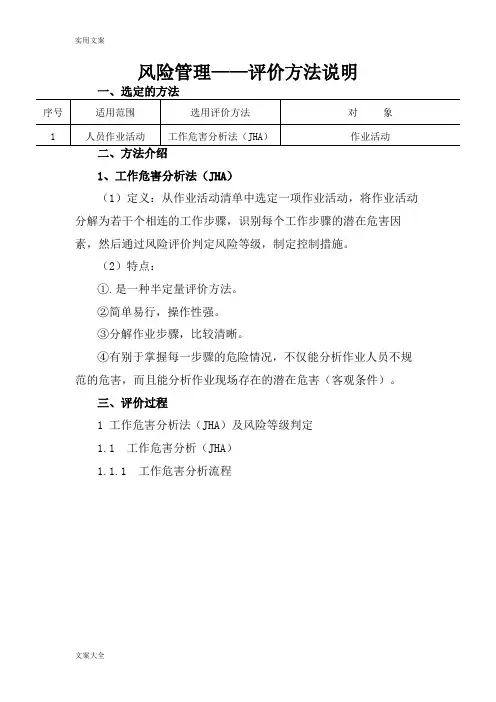 风险评价与衡量方法(JHA)详细说明书与举例