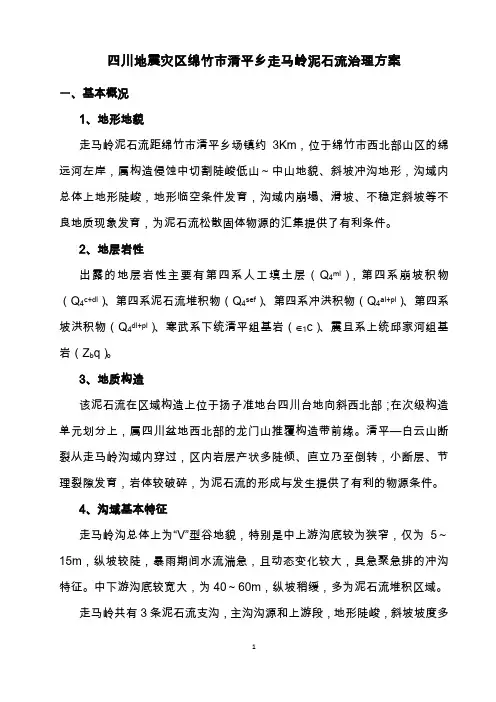 走马岭泥石流治理方案