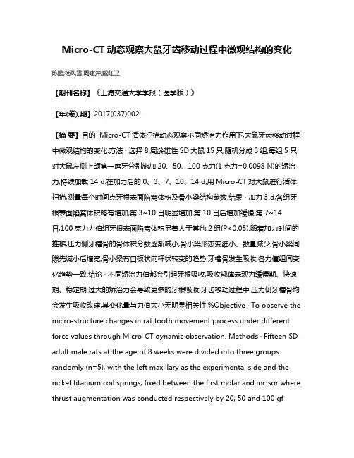Micro-CT动态观察大鼠牙齿移动过程中微观结构的变化