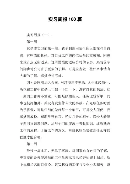 实习周报100篇