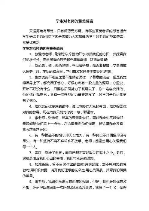 学生对老师的赞美感言
