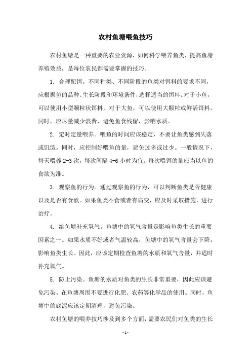 农村鱼塘喂鱼技巧