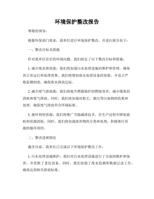 环境保护整改报告