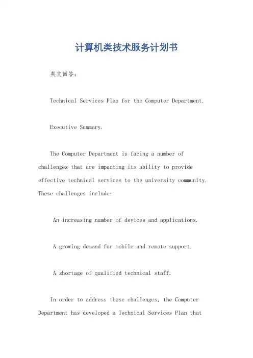计算机类技术服务计划书