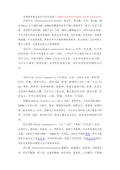 云南常见复垦植物