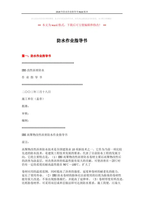 2019年防水作业指导书word版本 (13页)