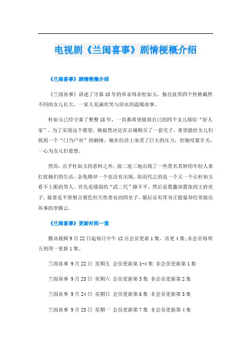 电视剧《兰闺喜事》剧情梗概介绍