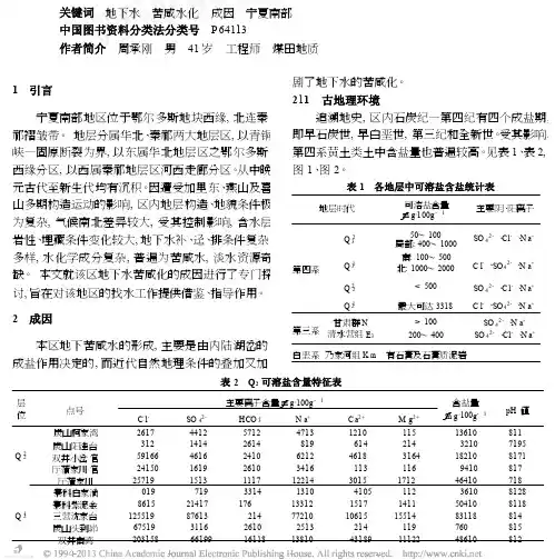 宁夏南部地区苦咸水化地下水的成因