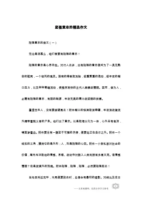 坚强意志的精选作文