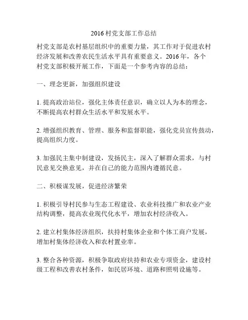 2016村党支部工作总结