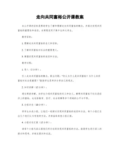 走向共同富裕公开课教案