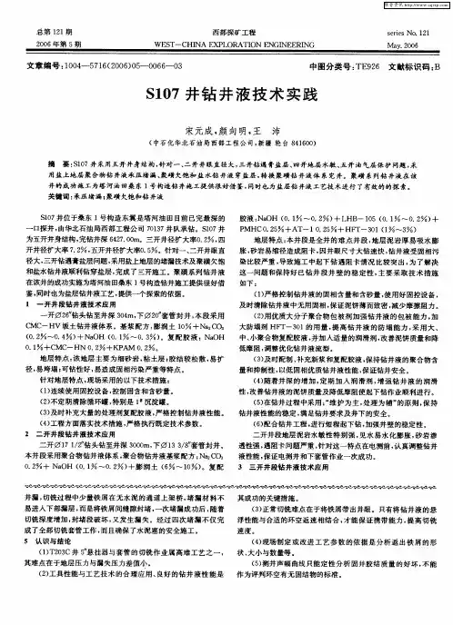 S107井钻井液技术实践