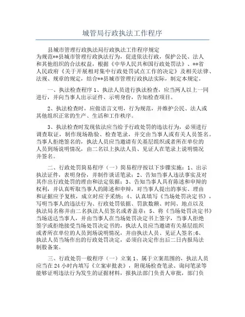 城管局行政执法工作程序