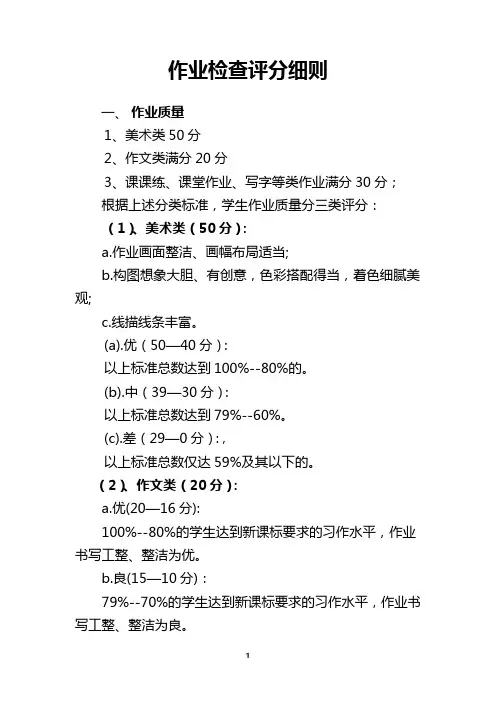 作业检查评价细则办法