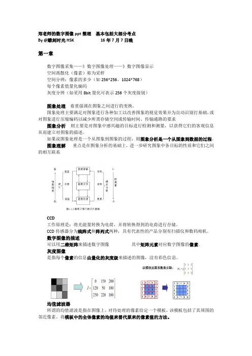 华南师范大学图像处理ppt考点整理(复习用)