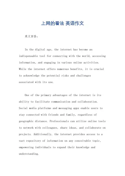 上网的看法 英语作文