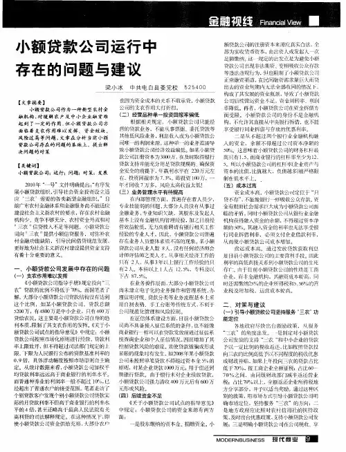 小额贷款公司运行中存在的问题与建议