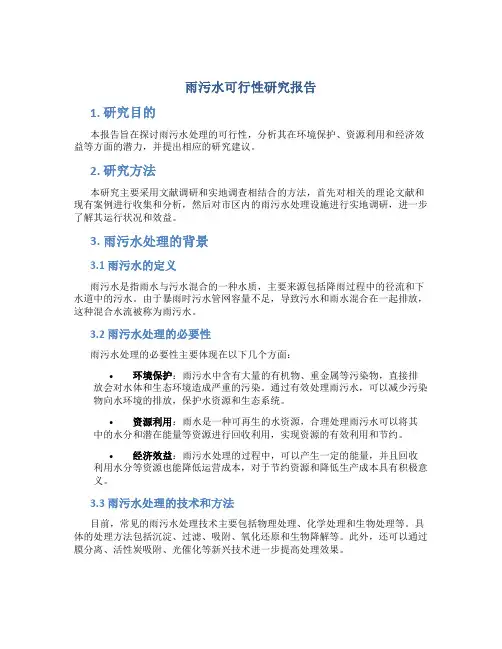 雨污水可行性研究报告