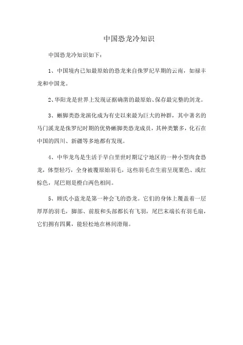 中国恐龙冷知识