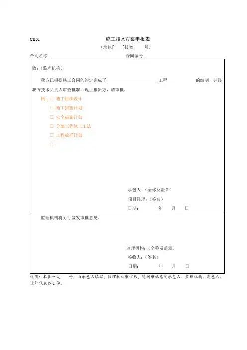 监理常用表格大全