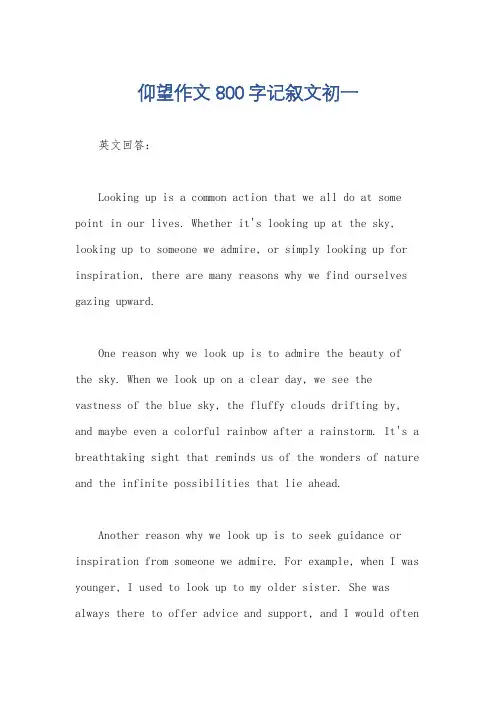 仰望作文800字记叙文初一