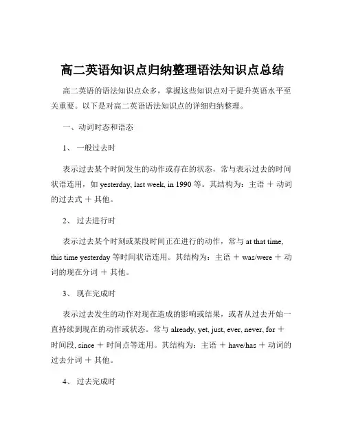 高二英语知识点归纳整理语法知识点总结