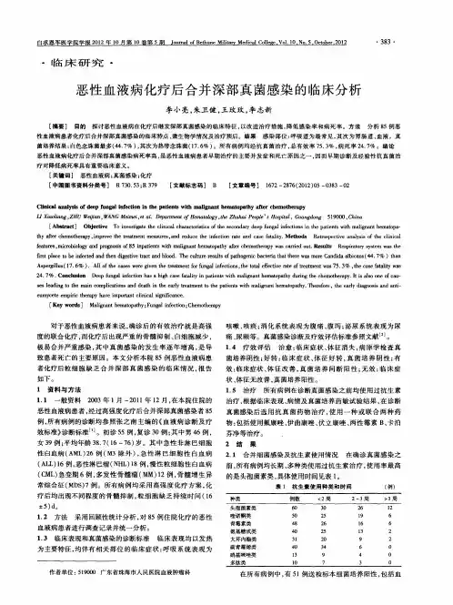 恶性血液病化疗后合并深部真菌感染的临床分析
