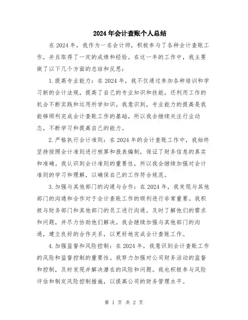 2024年会计查账个人总结
