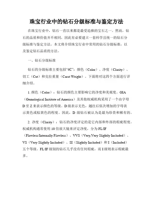 珠宝行业中的钻石分级标准与鉴定方法
