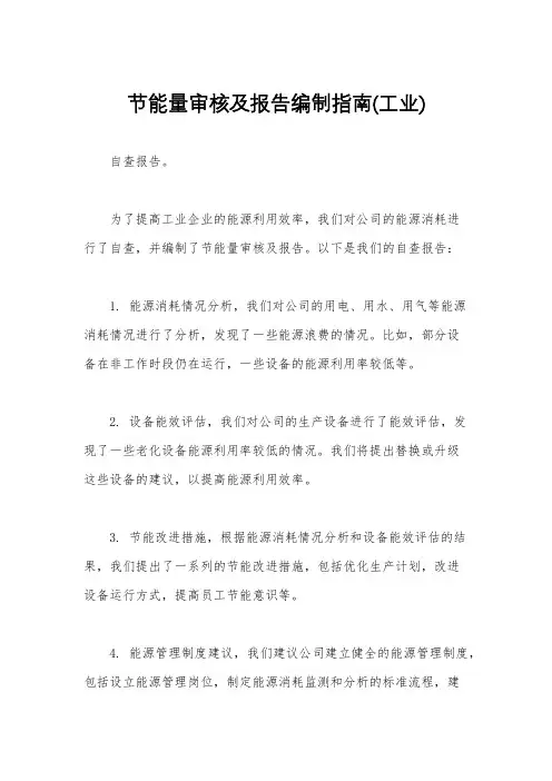 节能量审核及报告编制指南(工业)
