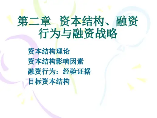 资本结构、融资行为与融资战略