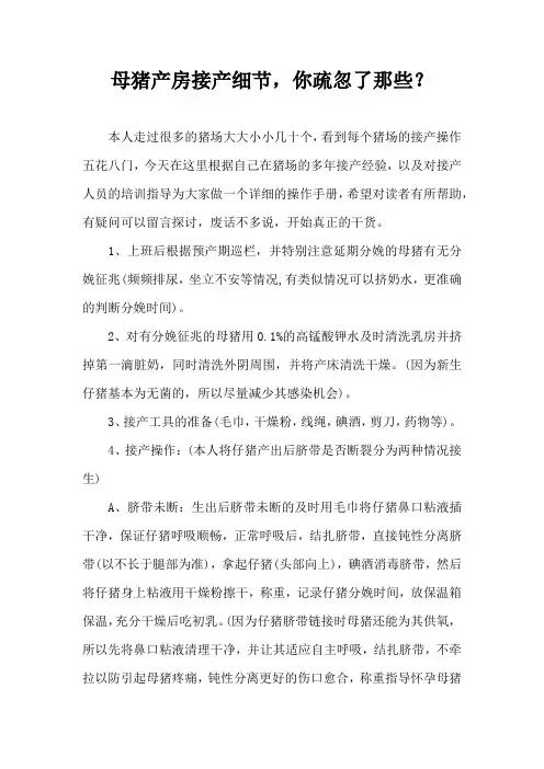母猪产房接产细节，你疏忽了那些？