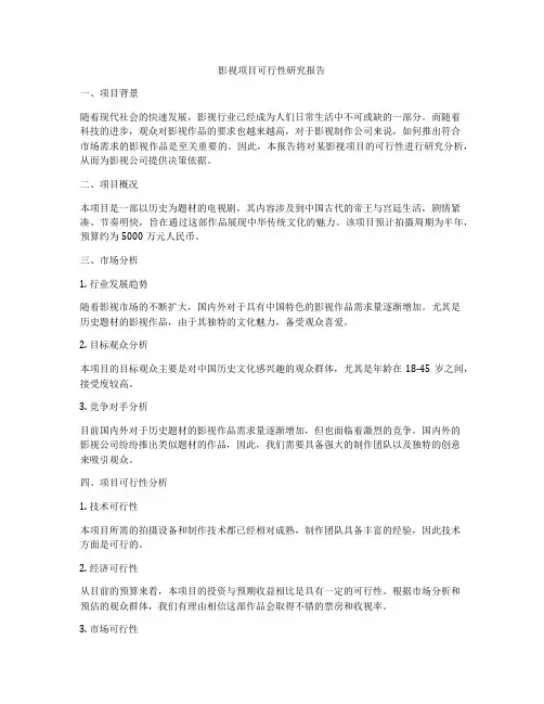影视项目可行性研究报告
