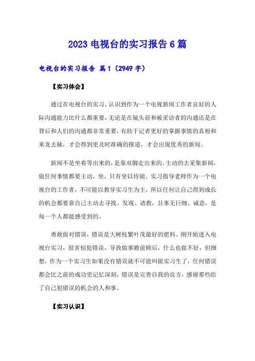 2023电视台的实习报告6篇