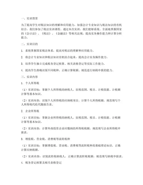税法实训课实训报告