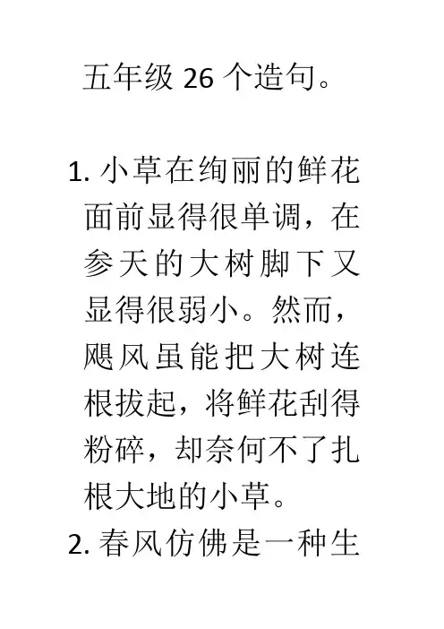五年级26个造句。