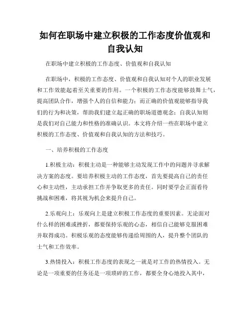 如何在职场中建立积极的工作态度价值观和自我认知