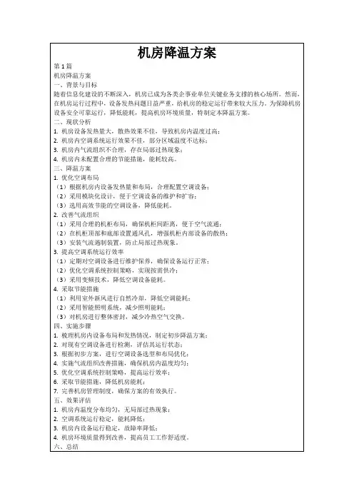 机房降温方案