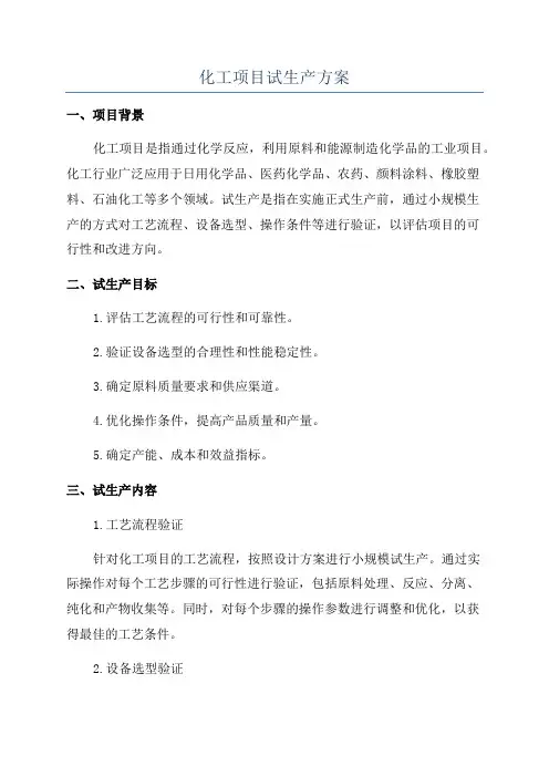 化工项目试生产方案