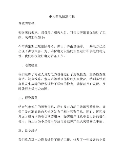 电力防汛情况汇报
