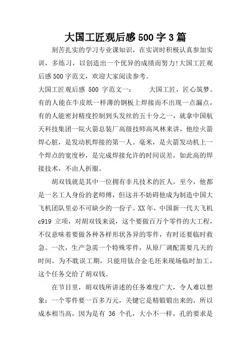 大国工匠观后感500字3篇