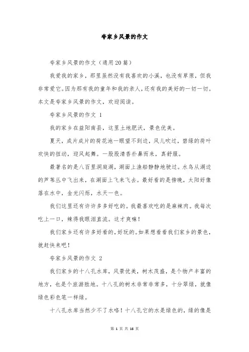 夸家乡风景的作文