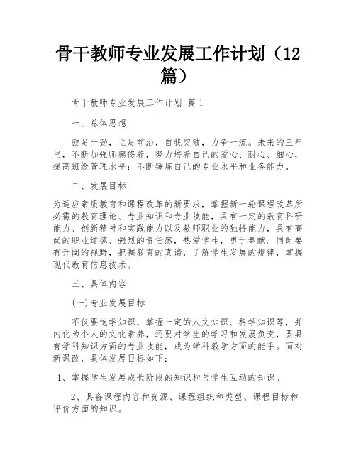 骨干教师专业发展工作计划(12篇)