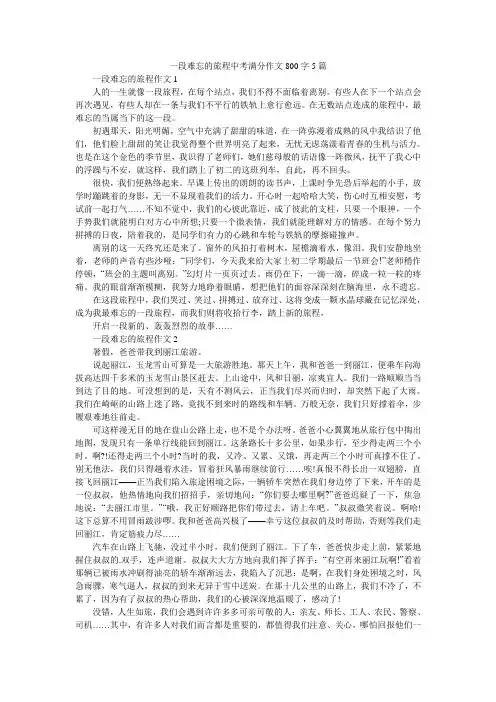 一段难忘的旅程中考满分作文800字5篇